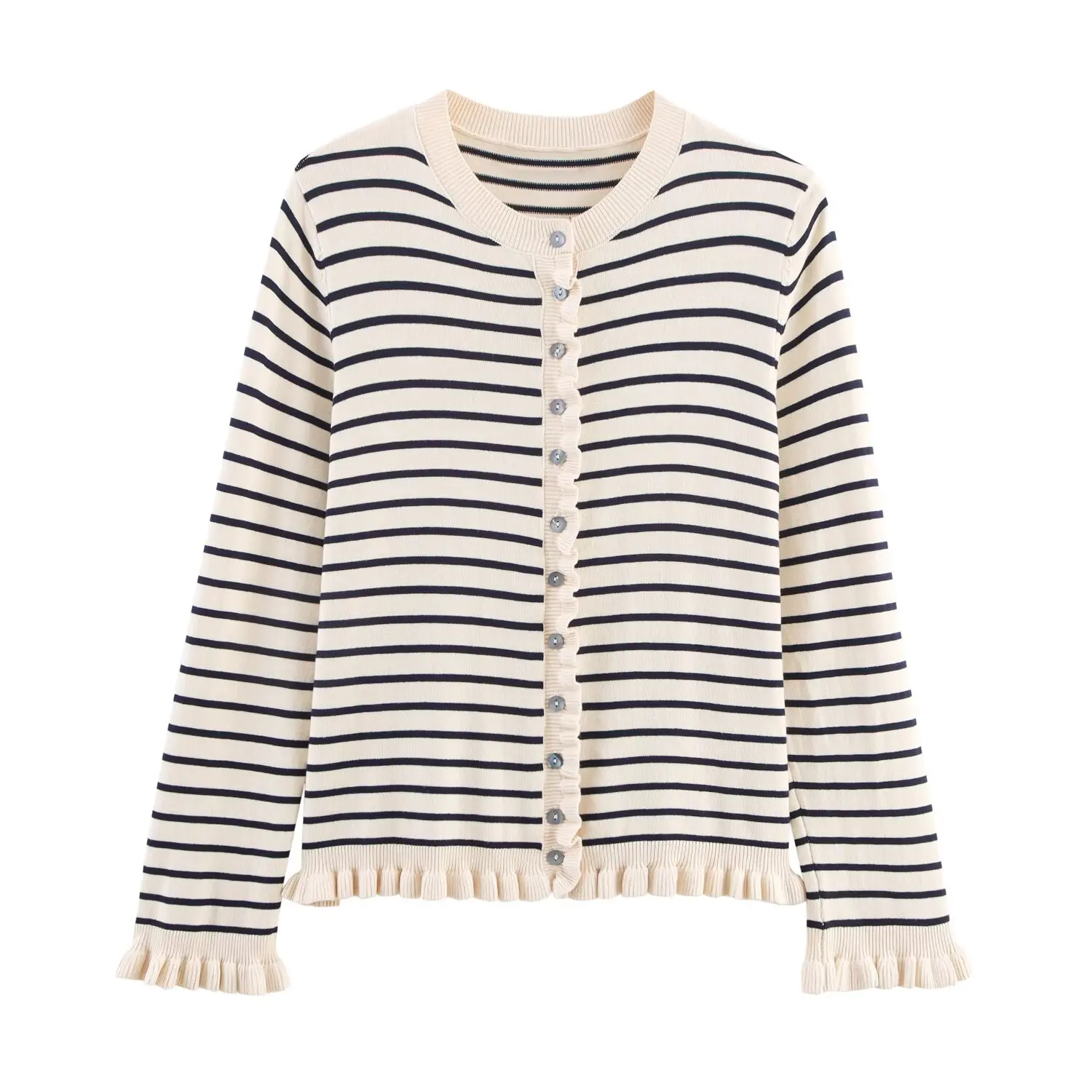 Damski sweter jesienny 2025 Nowa moda Elastyczny, dopasowany sweter w paski Damski elegancki sweter rozpinany w stylu streetwear dla młodych kobiet na jesień