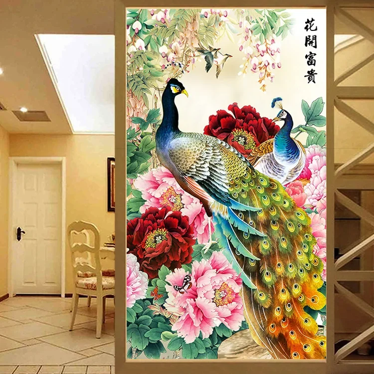 

DIY full Diamond Embroidery,Round Diamond Porch peacock Peacock animal Living room decoration rhinestone beads Diamond painting