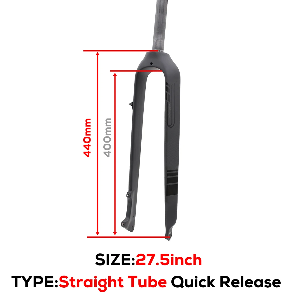 MTB Full Carbon Fiber Rigid Fork,Straight/Tapared Tube Bicycle Fork,9*100mm Quick Release,Thru Axle 15*100mm,26/27.5/29 Inch image 3