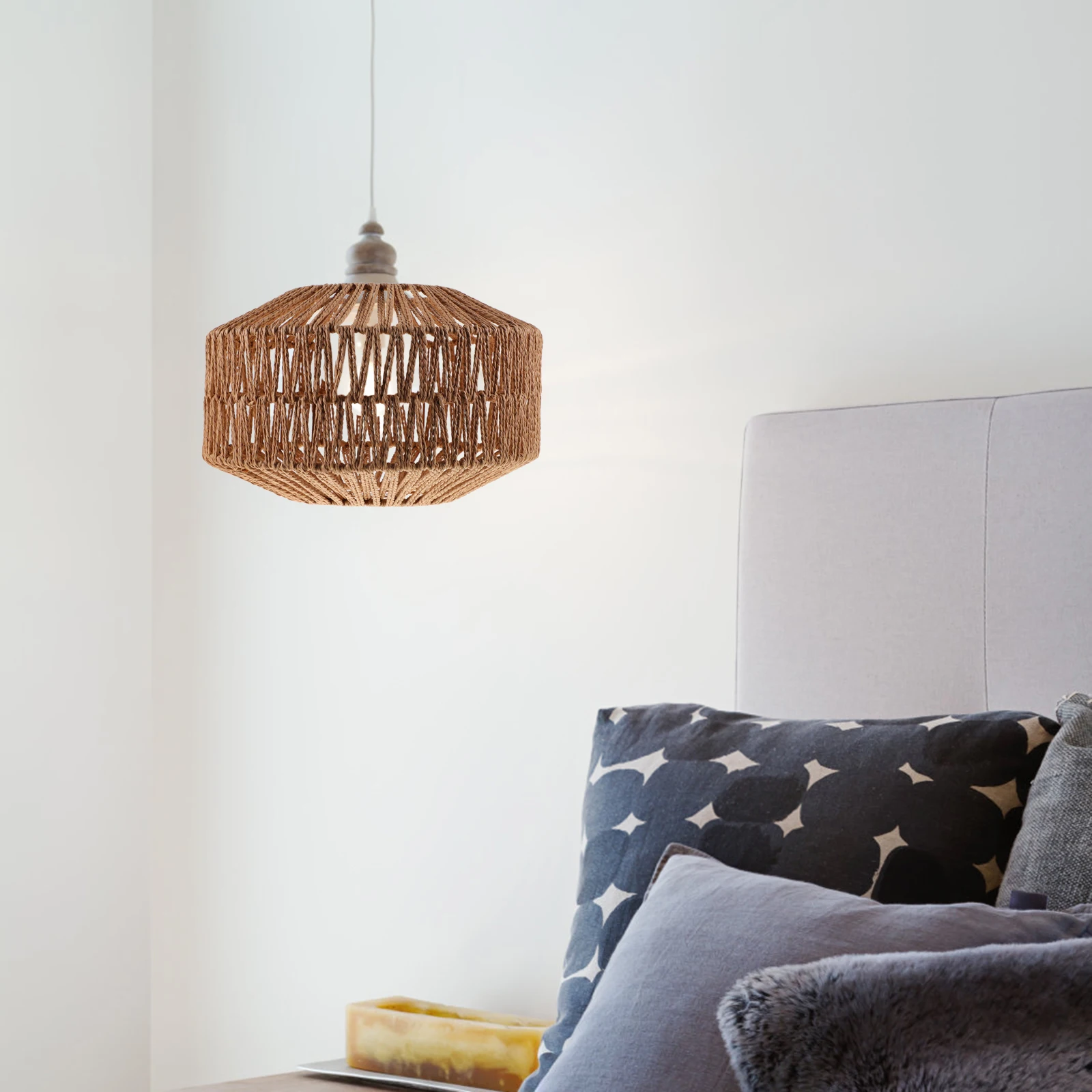 

Retro Lampshade Hanging Paper Woven Pendant Ceiling Light Cover For Home Hotel Bedroom Vintage Style Lighting Supply Lamp