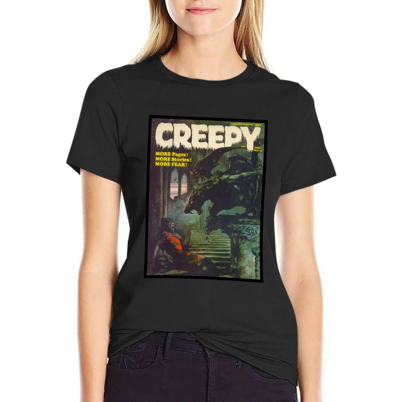 YES! A GREAT VINTAGE CREEPY #6 MAGAZINE COVER! T-Shirt Aesthetic clothing graphics tops Short sleeve tee Women's cotton t-shirt