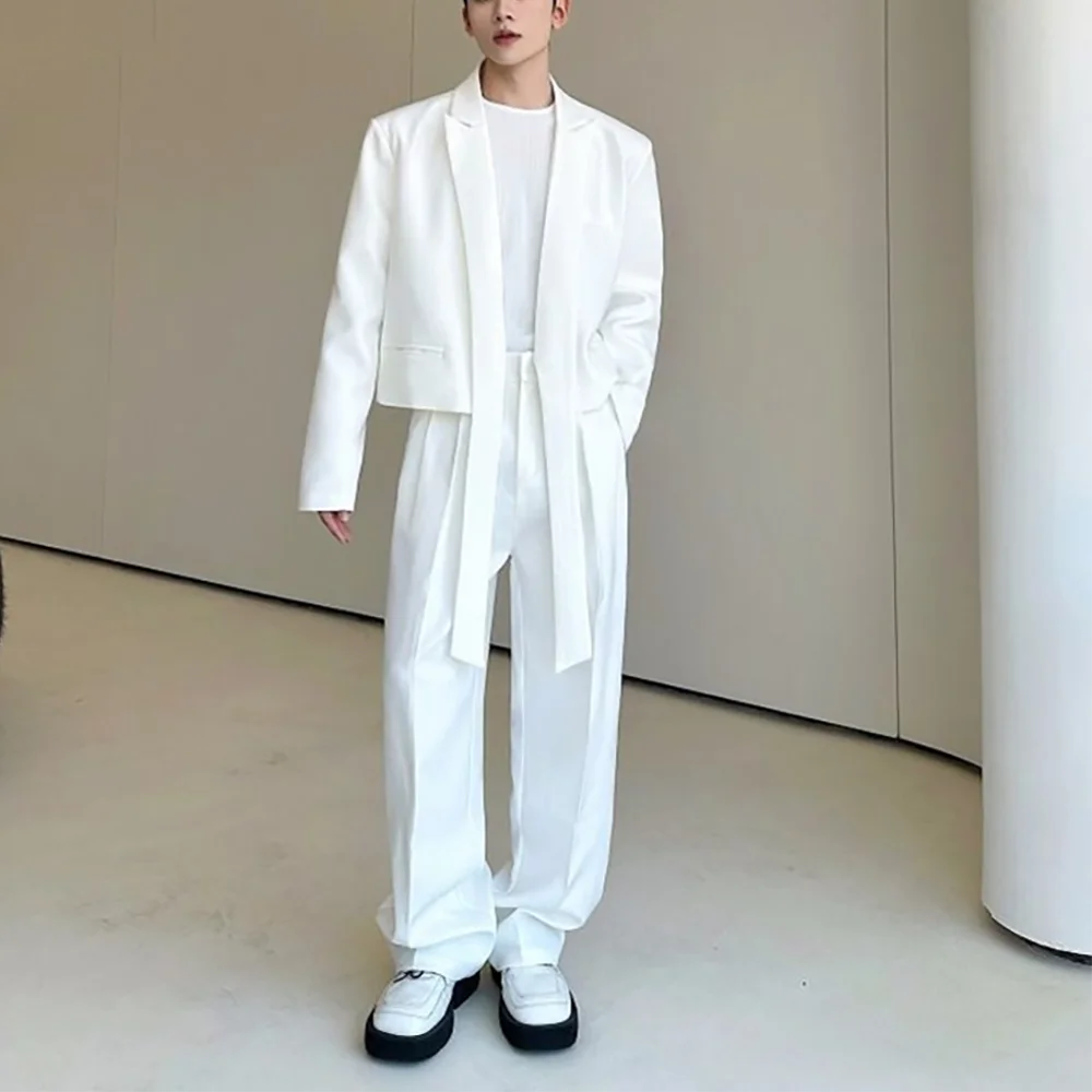 

Handsome White Suit Two Pieces For Man Chic Peaked Lapel Wedding Suit Straight Formal Occasion Banquet Party Male Tailored Set