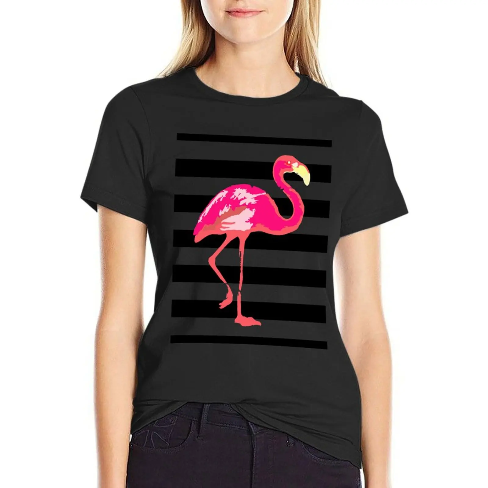 Flamingo T-Shirt Short sleeve tee summer clothes Women's summer blouses 2024