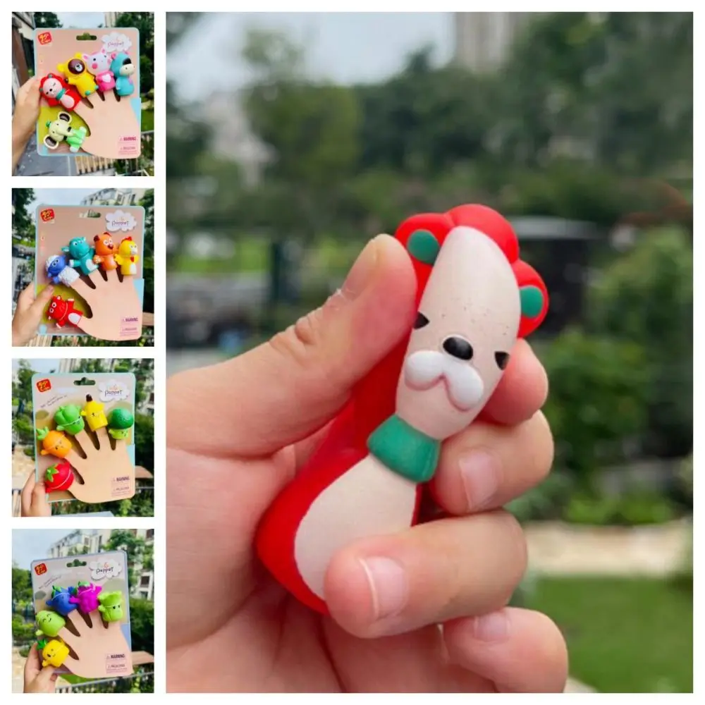 5pcs Fruits Colorful Mini Animal Hand Puppet Safety Montessori Doll Finger Puppet Toy Set Rabbit Teether Chew Toys Parent-Child