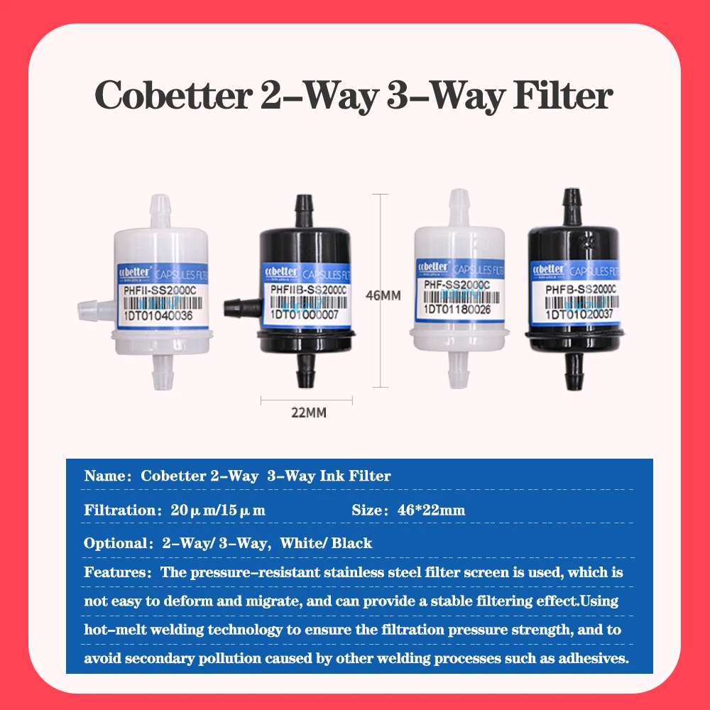 Cobetter Filter Tinta 3 Arah 20um Filter Kapsul Printer Pelarut 20 Mikron PHFII-SS2000C