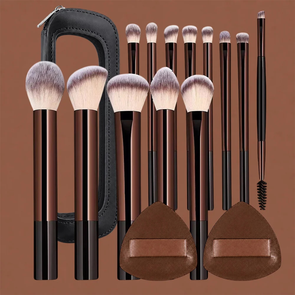 13pcs Makeup Brush Set With Bag, Professional Double Ended Soft Synthetic Hair Cosmetic Brushes Kit For Foundation Powder Blush