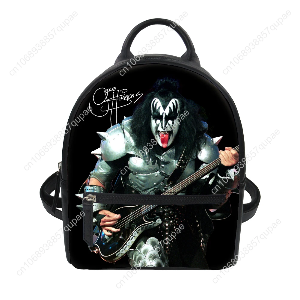 Gene The Demon Simmons Kiss Custom Backpack Purse Women Carter Schoolbags Double Shoulder Bag Mini Daypack Leather Travel Bag