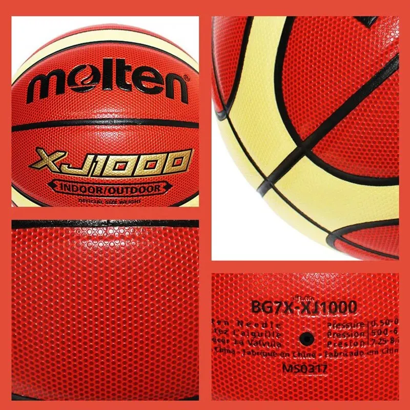 Molten-Ballon de basket-ball XJ1000 en cuir PU, taille 7/6/5, matériel pour extérieur, intérieur, match, entraînement, hommes, femmes, adolescent Baloncesto