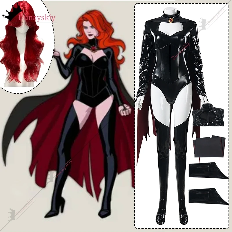 Madely Cosplay Kostüm Glänzendes PU-Leder Overall Sexy Zentai X-Men X97 Rollenspiel Outfits Anime Party Anzug Damenkostüme