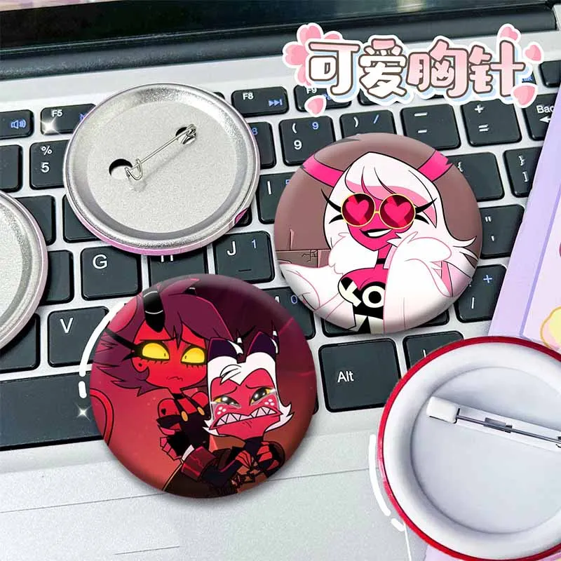 Anime Helluva Boss Lapel Pins Brooches Evil Cartoon Figure Loona Blitzo Badge Props Backpack Clothes Accessories Jewelry Gift