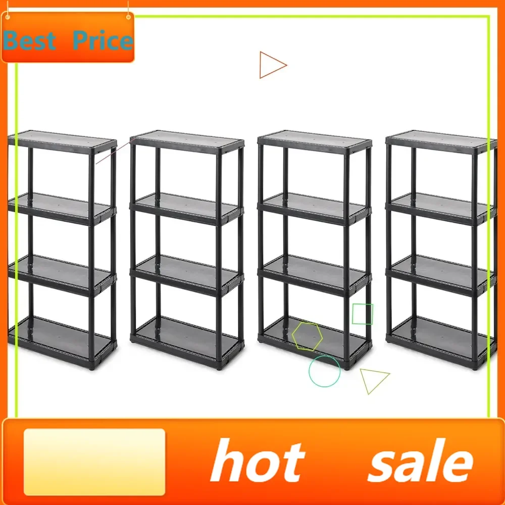 

Горячая распродажа: 4-ярусный пластиковый стеллаж для хранения, 12x24x48 дюймов, усиленный, для дома, гаража, подвала, прачечной (4 шт.)