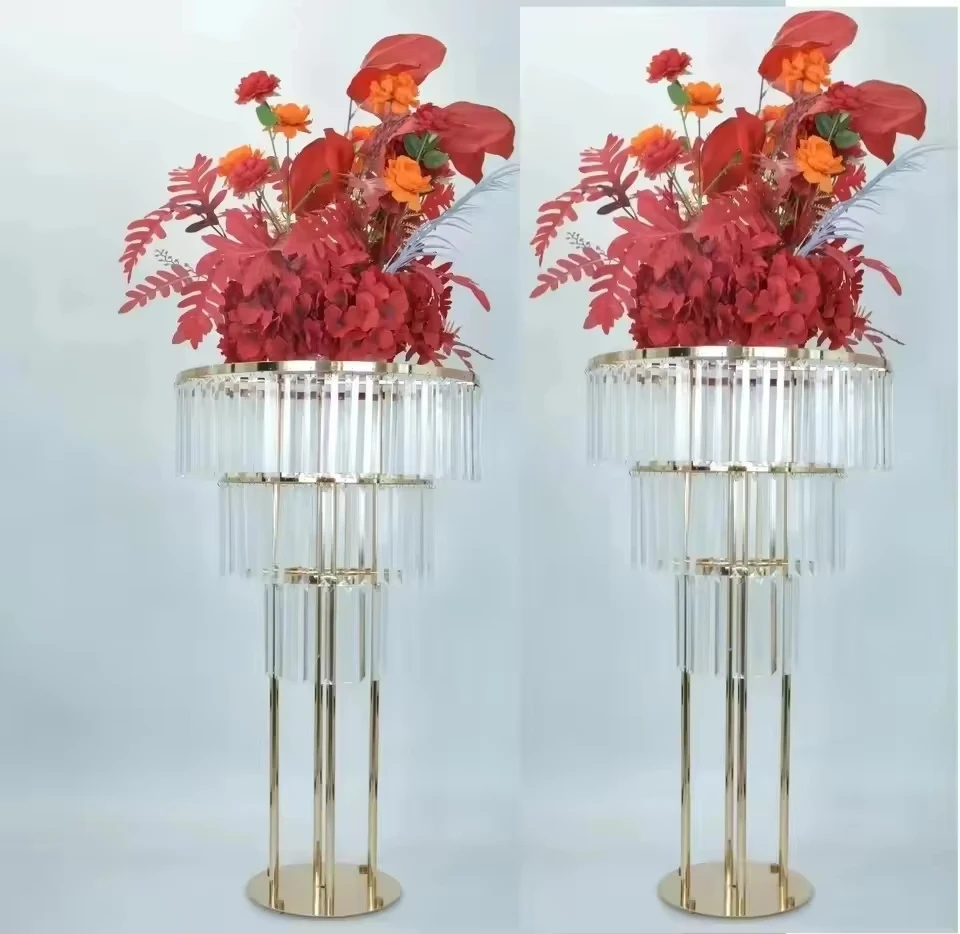 2/4/5/6/10pcs Gold Acrylic Wedding Flower Stand Wedding Centerpieces for Wedding Party Valentine's Day Decoration