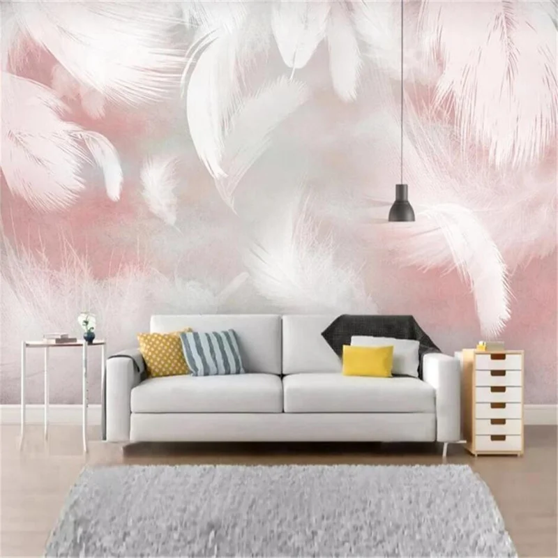 Custom wallpaper 3d modern minimalist fashion hand-painted feather mural Nordic abstract living room bedroom TV background обои