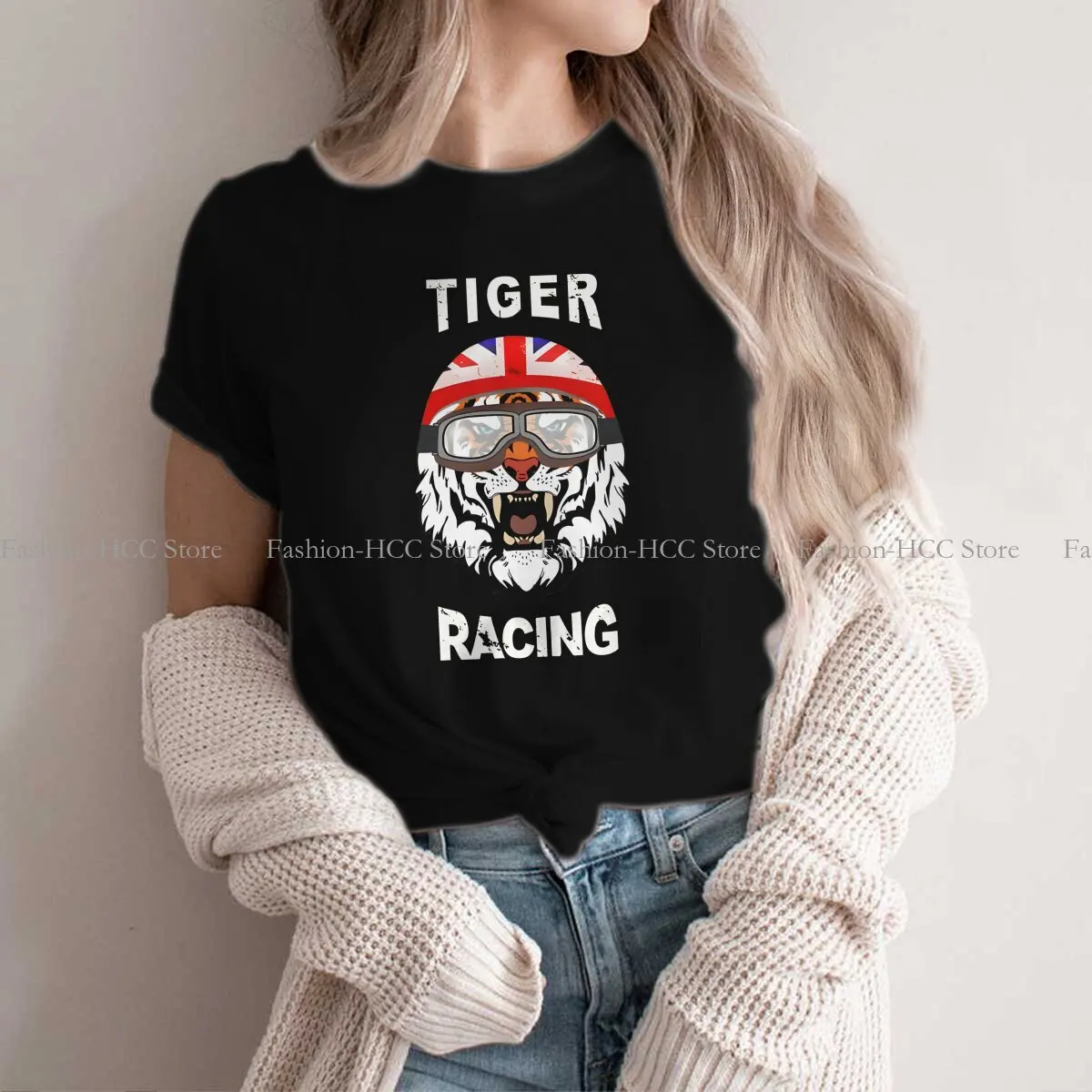 Tiger Polyester TShirts Racing Personalize Men's T Shirt Hipster Clothing