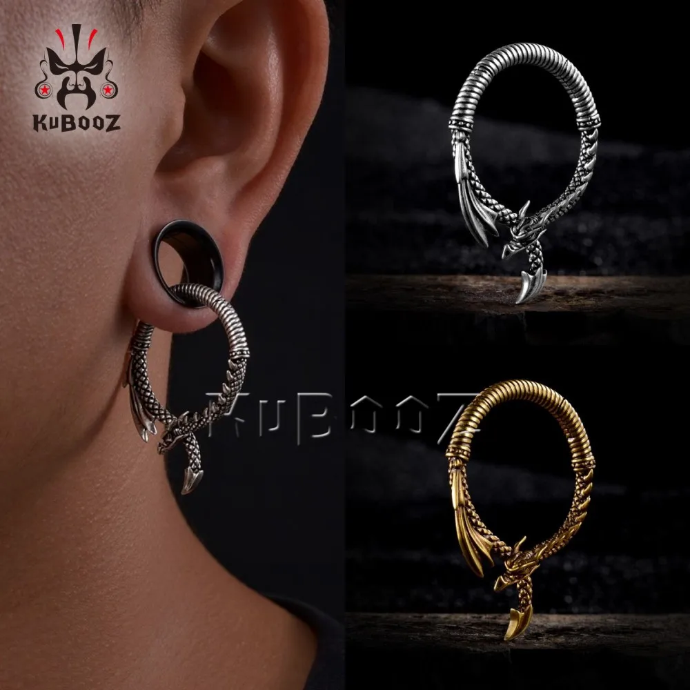 

KUBOOZ Popular Copper Dragon Design Buckle Ear Weight Earrings Gauges Piercing Body Jewelry Expander Stretchers 3mm 2PCS