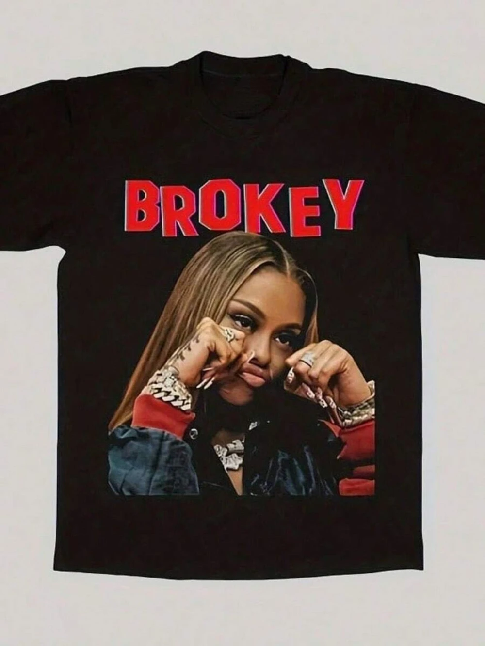 Camiseta de rapero Latto (Alyssa Michelle Stephens) con diseño de retrato con logotipo BROKEYE, camiseta informal unisex de manga corta para hombres y mujeres, para todas las estaciones