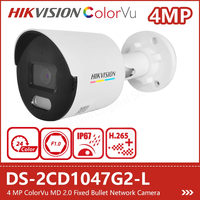 hikvision camera bullet outdoor 4mp a prova dagua mini cctv deteccao de veiculo humano cor vu poe ds2cd1047g2 l 01