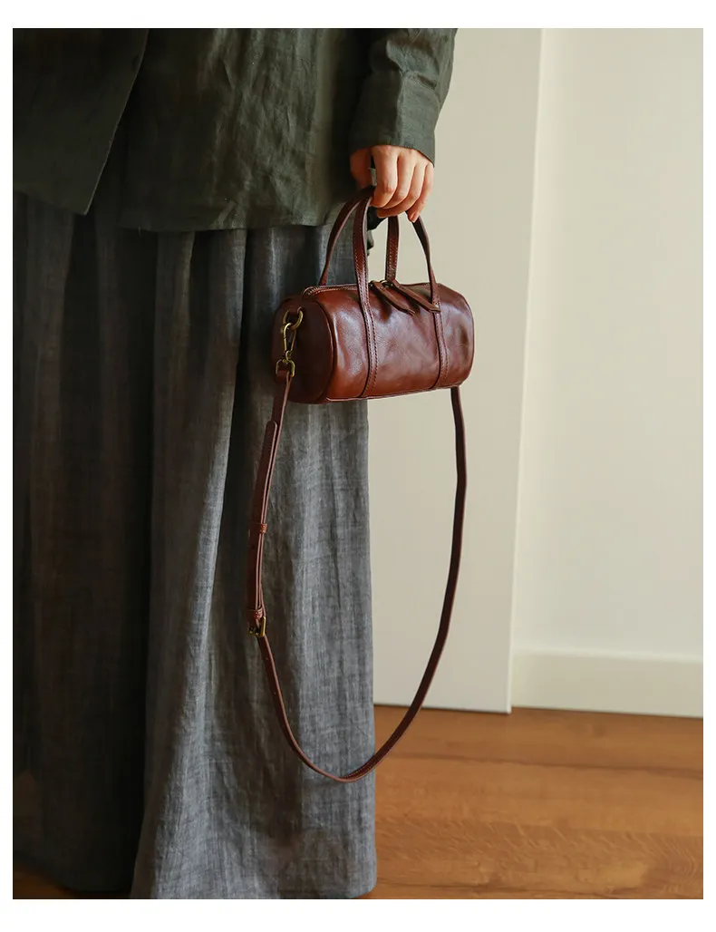 PNDME modische, lässige, handgefertigte Damenhandtasche aus erster Schicht Leder, schlichte, Vintage-Optik, echtes Leder, niedliche Mini-Umhängetasche für Damen – Detail 16