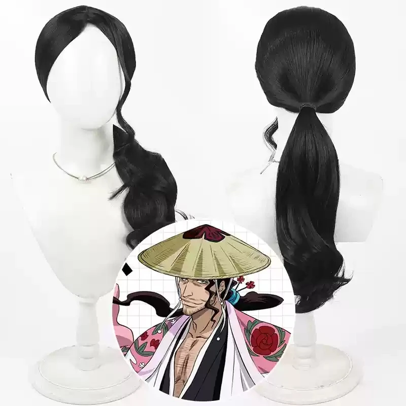 

Kyoraku Shunsui Cosplay Wig Kyoraku Jiro Sakuranosuke Shunsui 60cm Long Black Heat Resistant Synthetic Hair Halloween Carnival