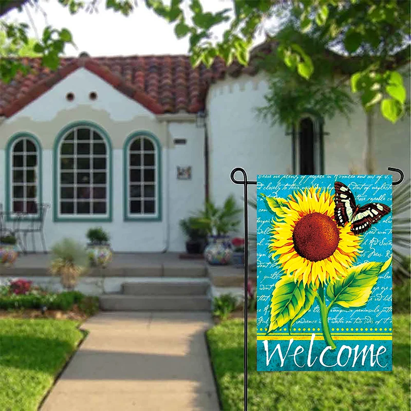 Sunflower Double-sided Garden Flag Outdoor Decorative Hanging Welcome Summer Season Banner Garden Ornament Home Decoration