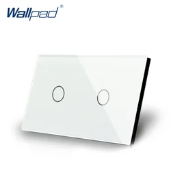 2 Gang 1 Way Touch Switch US/AU Standard Wallpad Luxury Crystal White Glass Panel Touch Screen 2 Gang On/Off Light Wall Switch