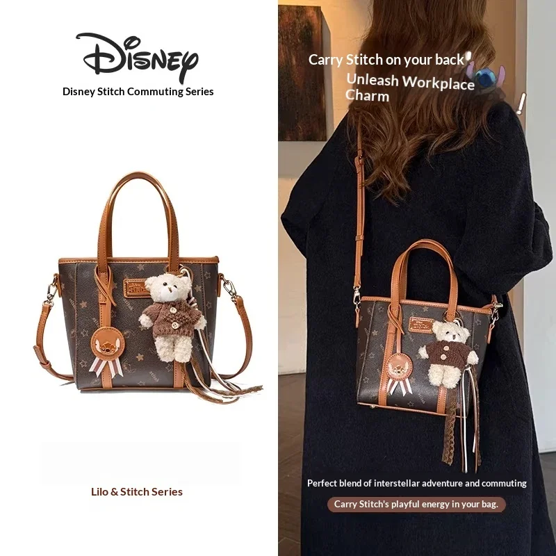 

Disney Stitch Tote Bucket Bag With Bear Charm Top Handle Crossbody Commuter Bag Birthday Gift For Girlfriend Best Friend Women