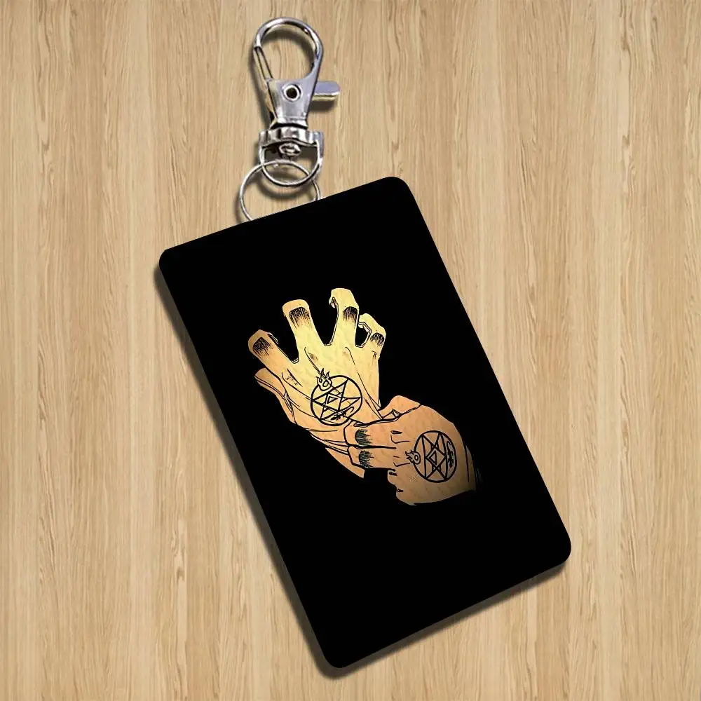 E-Edward Fullmetal Alchemist Cartoon Singer Anime Card Keychain Fashion Pendant Bag ID Door Card Case Bus Card Cute Adult