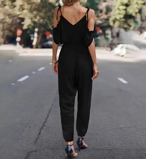 

2026 Sexy Elegant New Fashion Casual Spring Woven Camisole Off Shoulder Casual Pants Loose Waist Jumpsuit Women's Clothing