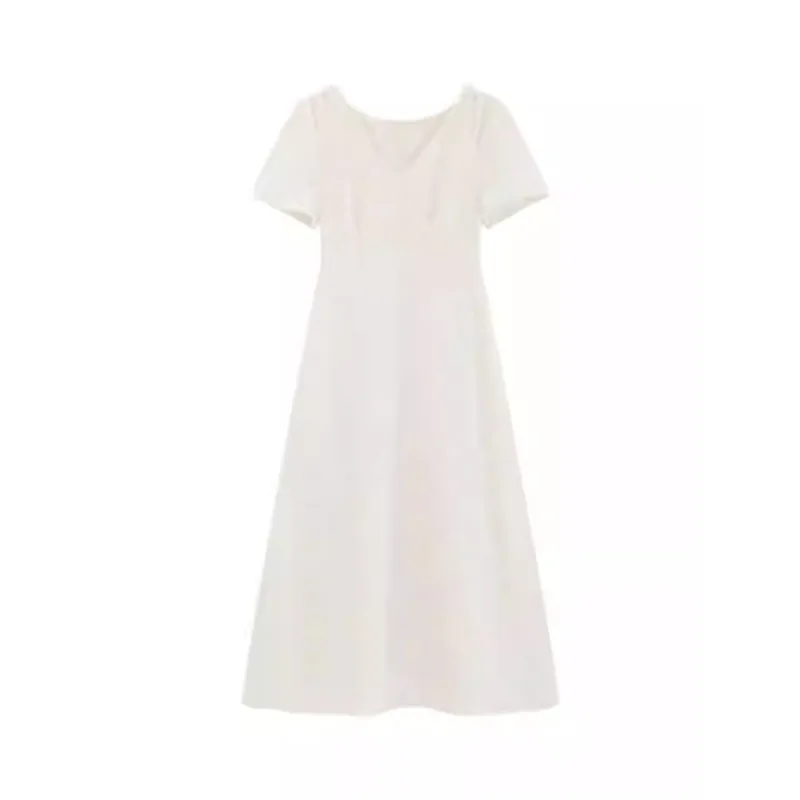 ชุดเดรสผ้าซาตินลายแจ็คการ์ด คอวี แขนสั้น เอวสูง ทรงเอ สไตล์ลำลอง สำหรับงานปาร์ตี้และงานกลางคืน