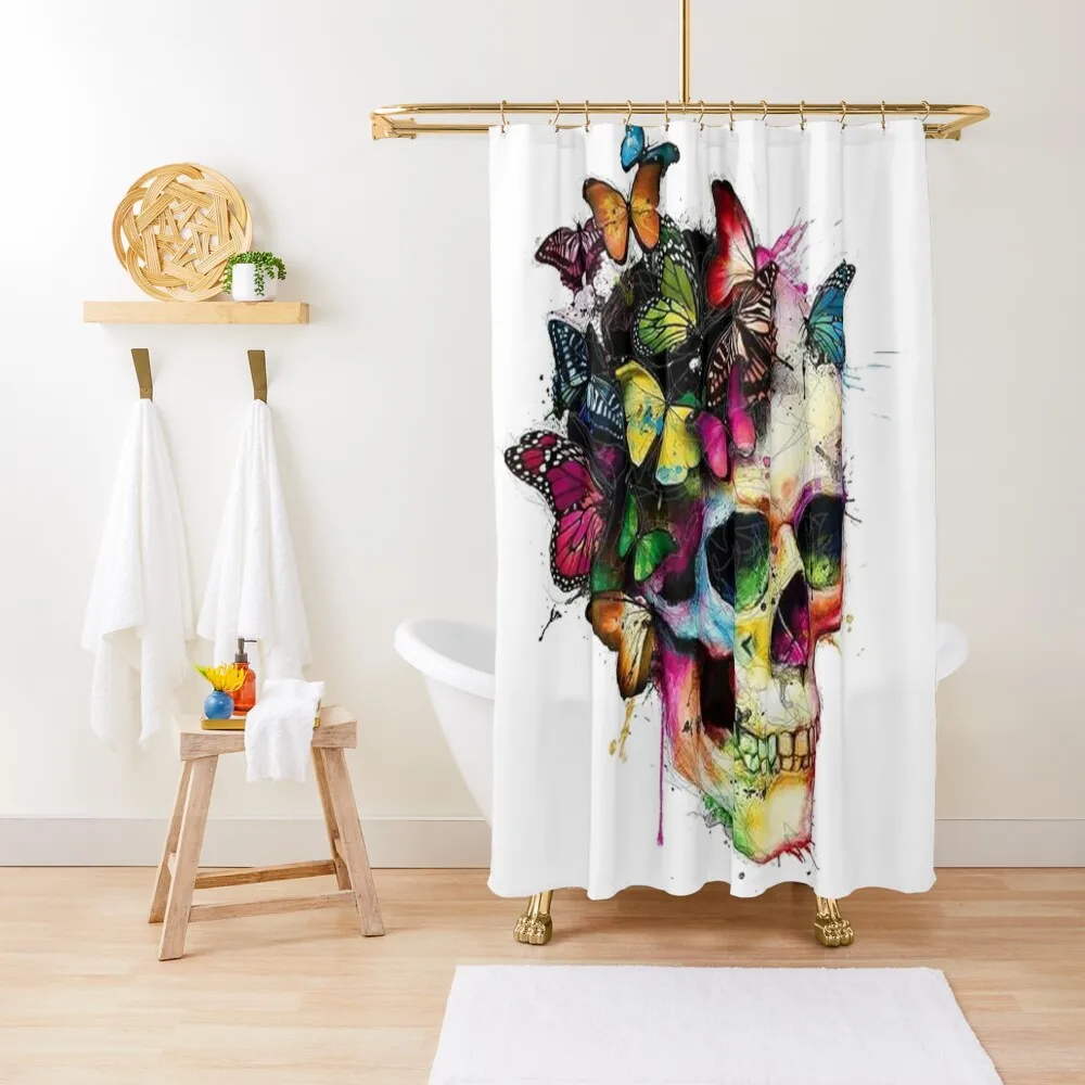 

Colourful Skull with Butterflies Shower Curtain Bathroom Shower For Bathroom Shower Waterproof Bath And Anti-Mold Curtain