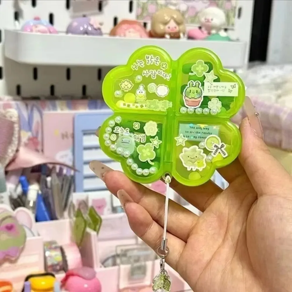 Mini Plastic Pill Storage Box Four-leaf Clover 4 Grids Daily Pill Organizer Drug Separation Drug Contain