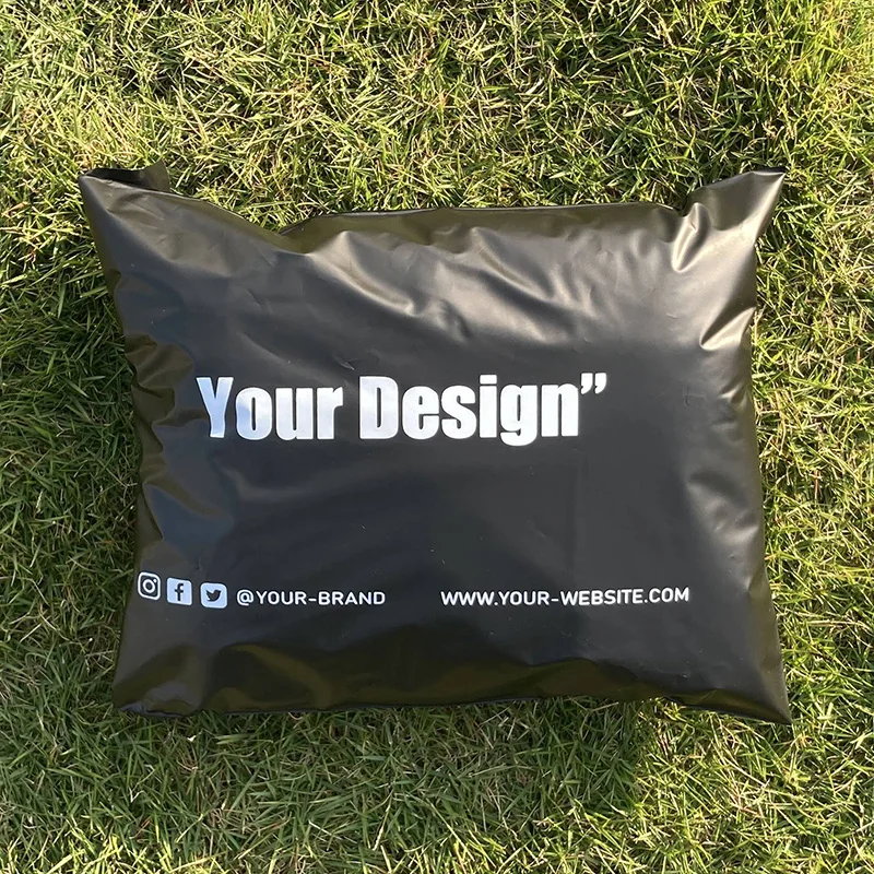 Biodegradable custom printed black courier bag luxury transport bag mailing bag clothing packaging