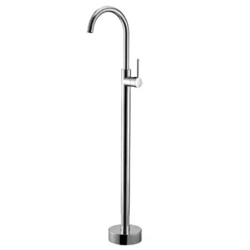 

Polished Chrome Freestanding Bathtub Faucet Hot And Cold Brass Bathroom Mixer Floor Stand Mounted Single Handle Tap