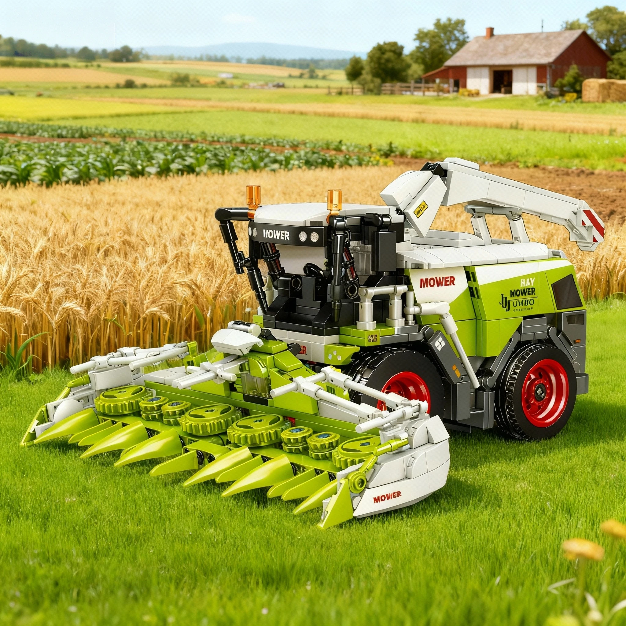Farmer Truck Model Building Block Tractor Cultivator Harvester Vehicle MOC Car Brick City Construction Toy