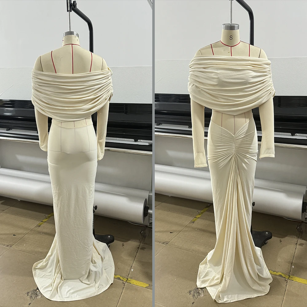 فساتين نسائية أنيقة بقماش شفاف وأكمام طويلة متدرجة فساتين ماكسي للسهرة وحفلات الكوكتيل وحفلات الزفاف حورية البحر فستان طويل #1