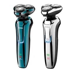 Rasoir électrique entièrement lavable pour hommes, Rechargeable, intelligent, flottant, trois têtes de coupe