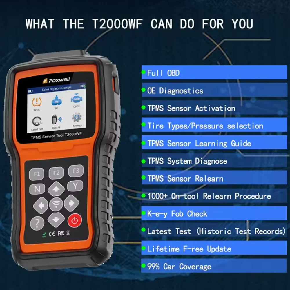 FOXWELL T2000 WF TPMS Diagnostic Tool for Car Tire Pressure Monitor System Programming Diagnosis Sensors Program PK T2000 pro