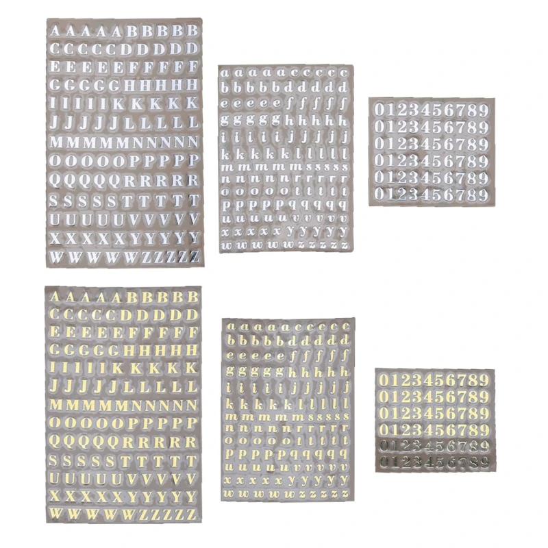 R3MC 5Pcs/set Number Sticker for Resin Supplies Self Adhesive Glitter Gold Silver 3mm