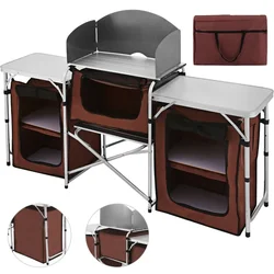 Hot Sales Wholesale Garden Kitchen Portable Foldable Metal Aluminum Folding Cooking Camping Table