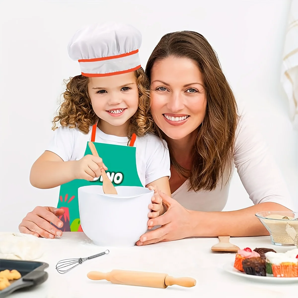 かわいい漫画の恐竜エプロン、子供用エプロン、キッチンおもちゃ、ままごとクッキングセット、クリスマスや新年のギフトに最適