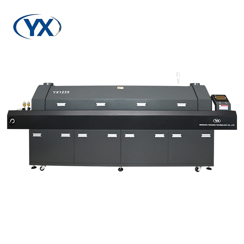 สต็อกใน EU YX1235 อัตโนมัติ Pcb บัดกรี SMD Hot Air Reflow เตาอบเครื่องจักร 12 โซนตะกั่วฟรี Pcb Reflow เครื่องบัดกรี