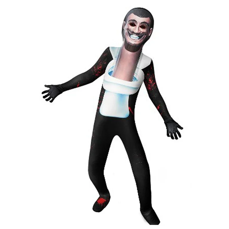 Kids Adult Skibidi Toilet Cosplay Costume Bodysuit TV Man Camera Man Costume Skibidi Toilet Jumpsuit Halloween Party Clothes