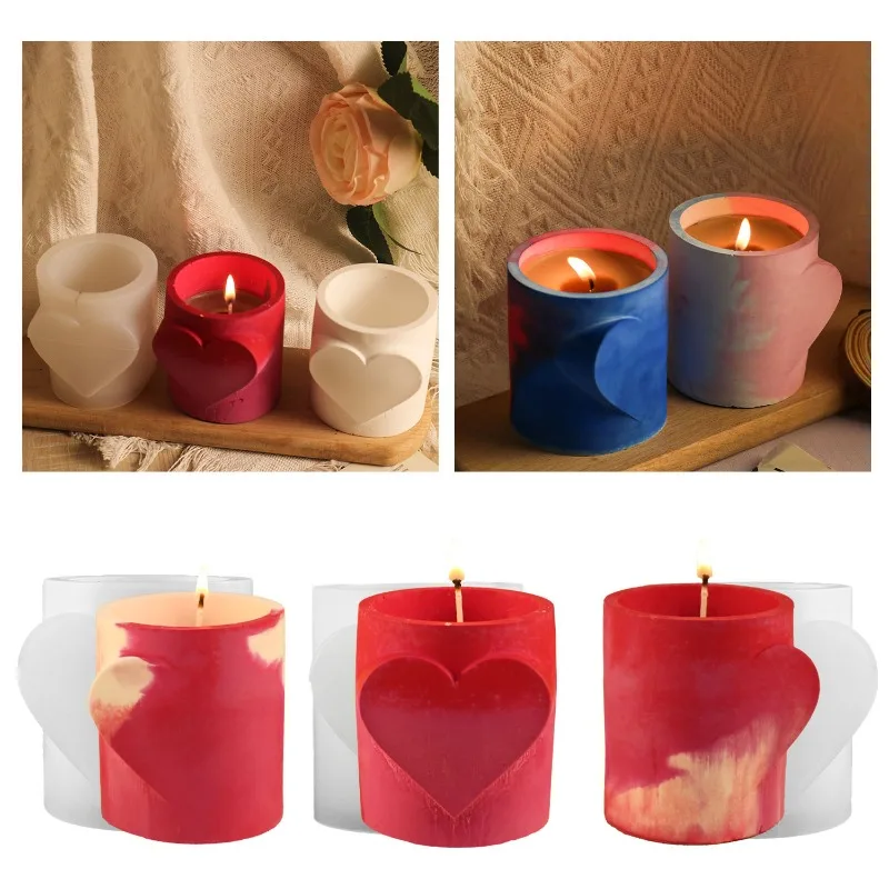 DIY Resin Mold Kit For Love Candle Cup Valentine's Day Couple Pen Holder Silicone Plaster Cement Vase Making Tools