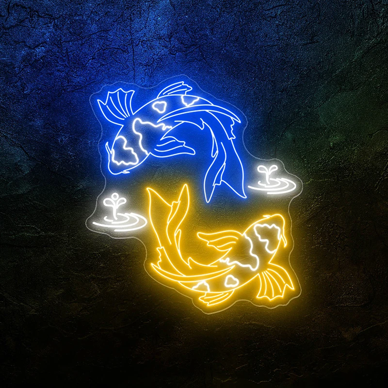 Imagem -03 - Custom Koi Fish Neon Sign Sinais de Néon Japoneses Quarto Sala de Estar Casa Wall Art Decor Luz Led Presentes Personalizados Koi Lover