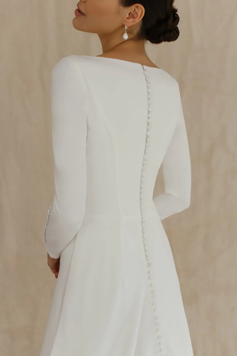 Modest Wedding Dresses Bride Long Sleeve A-line Bridal Dresses Buttons Muslim ​Brides ​Dress For Women Customized