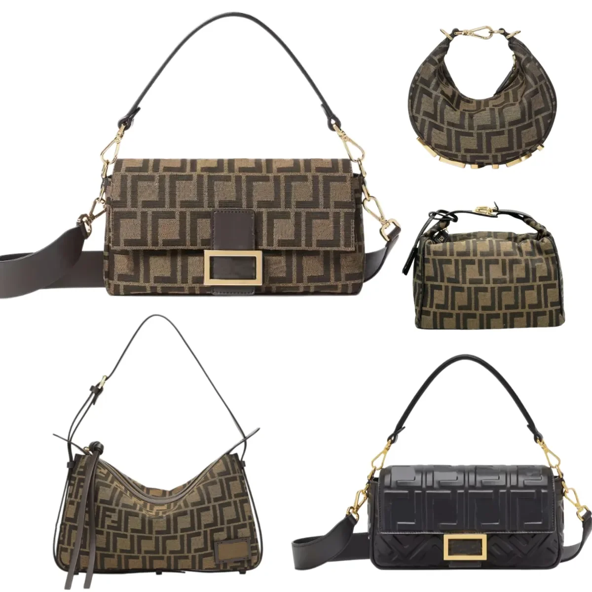 

Fashion baguette bag leather designer bags for women luxury shoulder bags moon handbag embossed leather canvas bucket bag mini c