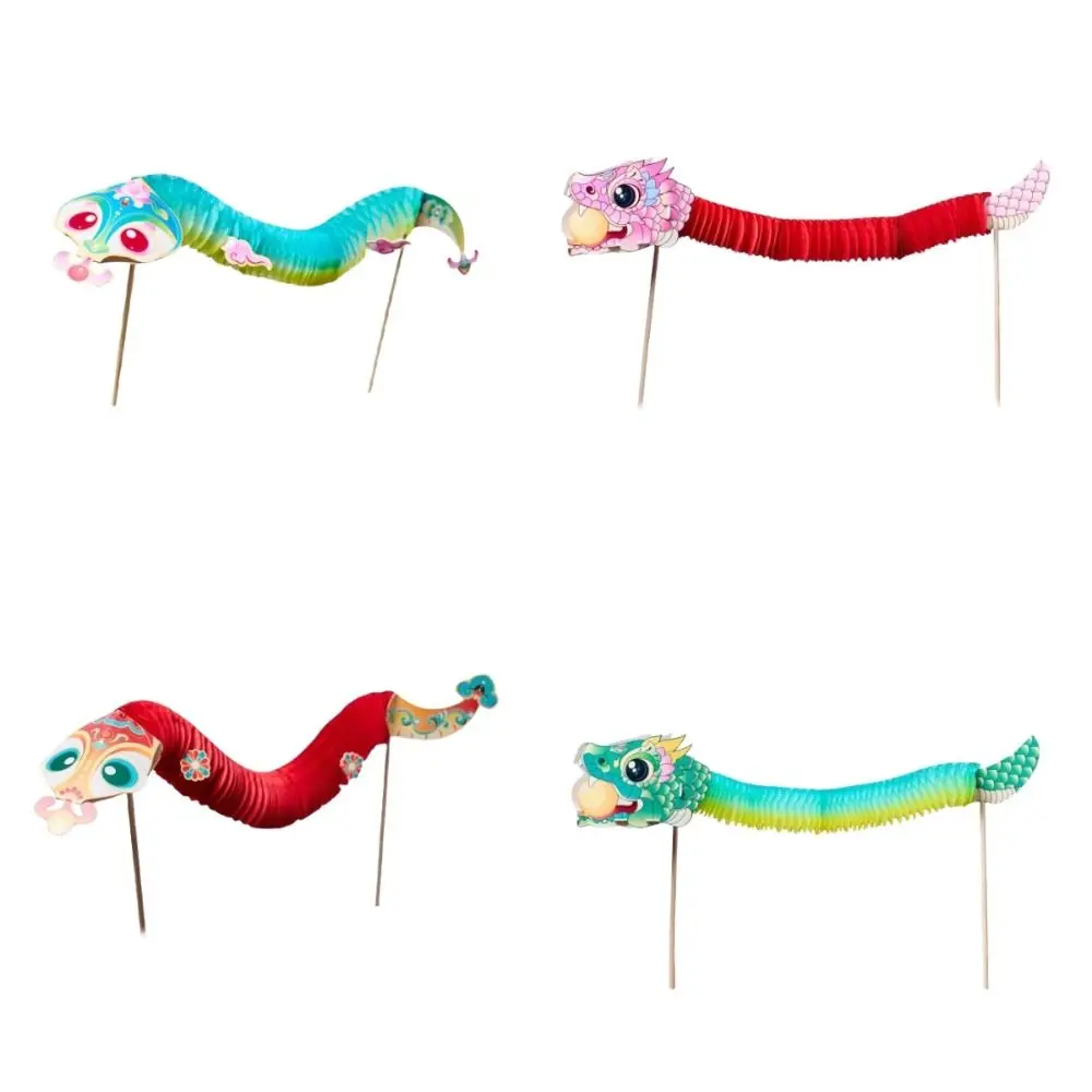 Chinese Tradition Lion Dance 2025 Jubilant Mini Snake Toy DIY Spring Festival Entertainment Paper Snake Paper Flower Folding