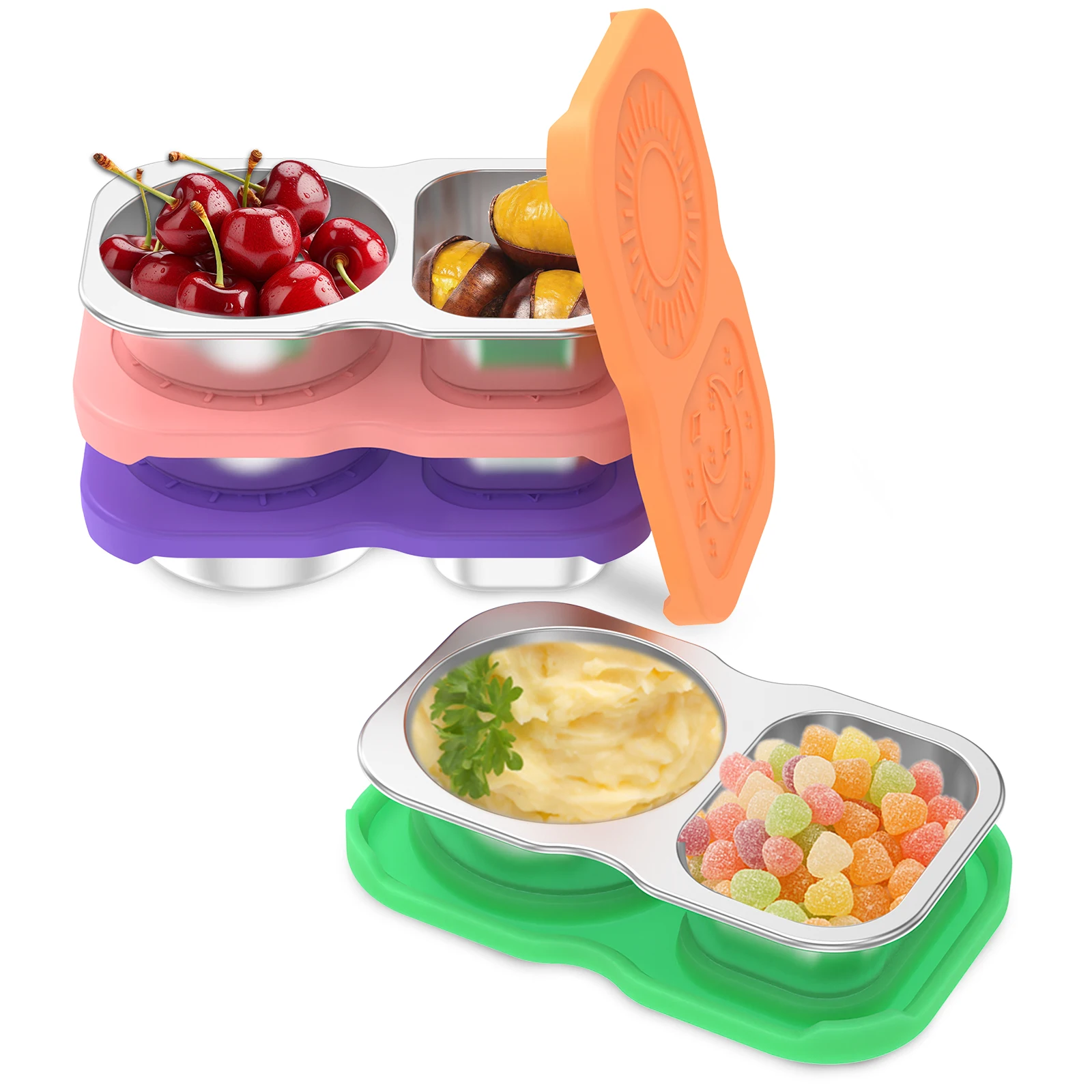 

4/3 шт., блюдо для соуса, разделенные миски из нержавеющей стали, тарелка для соуса, приправа для пикника, поднос для приправ, контейнер для закусок