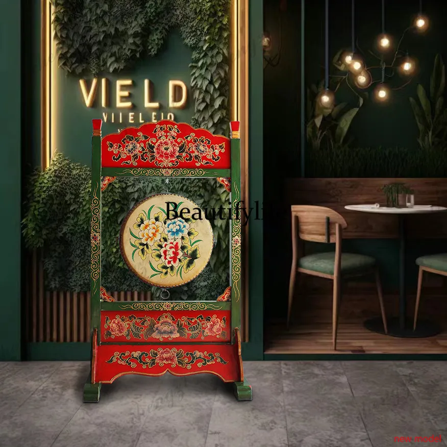 AB03  Painted solid wood drum frame, solid wood frame war drum vertical type, integrated temple and temple drums