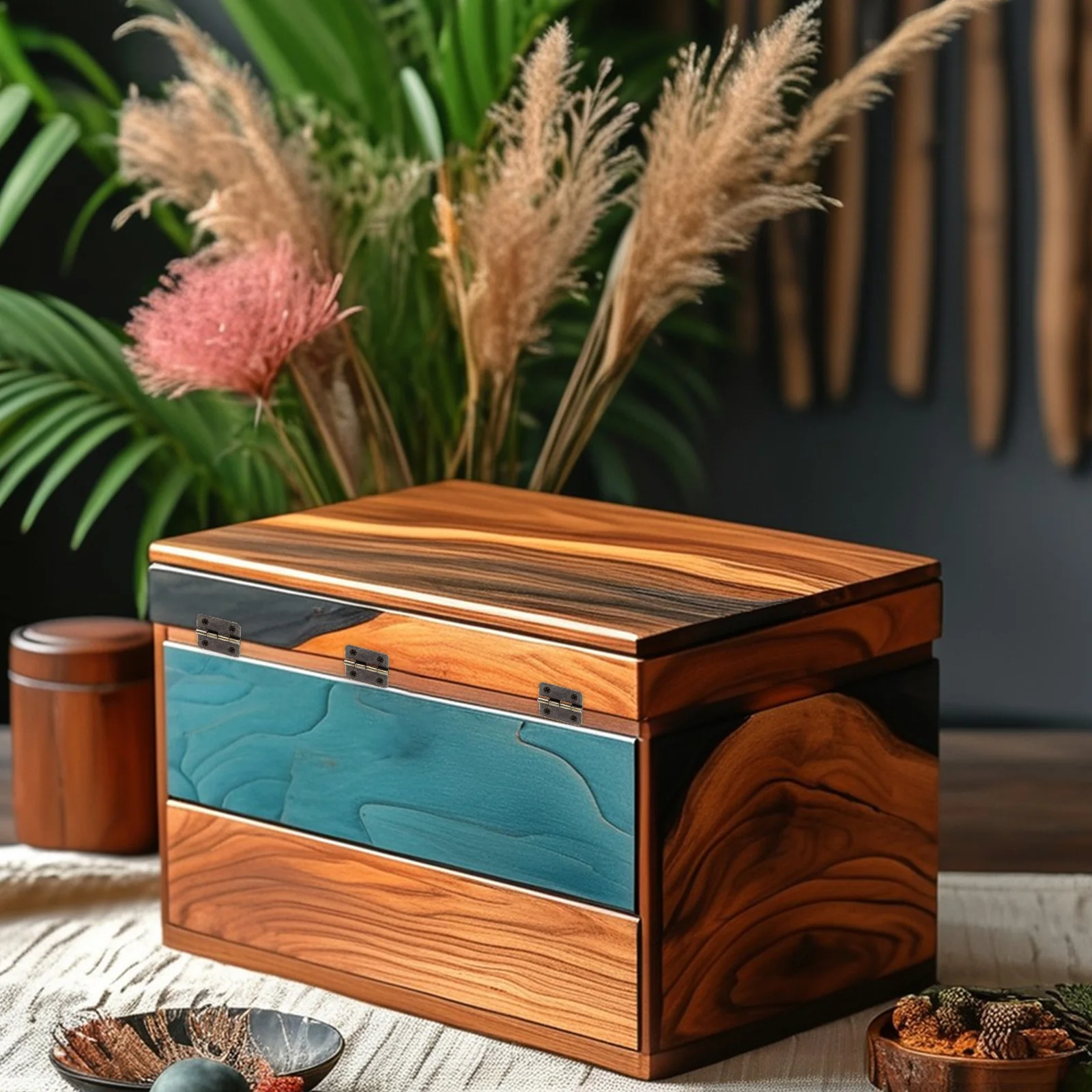 

100Pcs Iron Hinges Retro Green Bronze Coated Rustproof DIY Accessories for Jewelry Boxes Wooden Mini Houses Iron Hinge